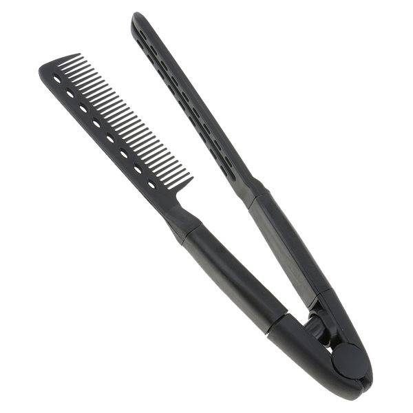 

salon hairdress styling hair straightener folding v shape comb, Silver
