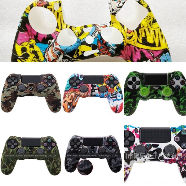 

rn6yf protector soft controller+2 skin grip camouflage camo silicone cover case guards for playstation 4 ps4 ps4 pro sleeve caps