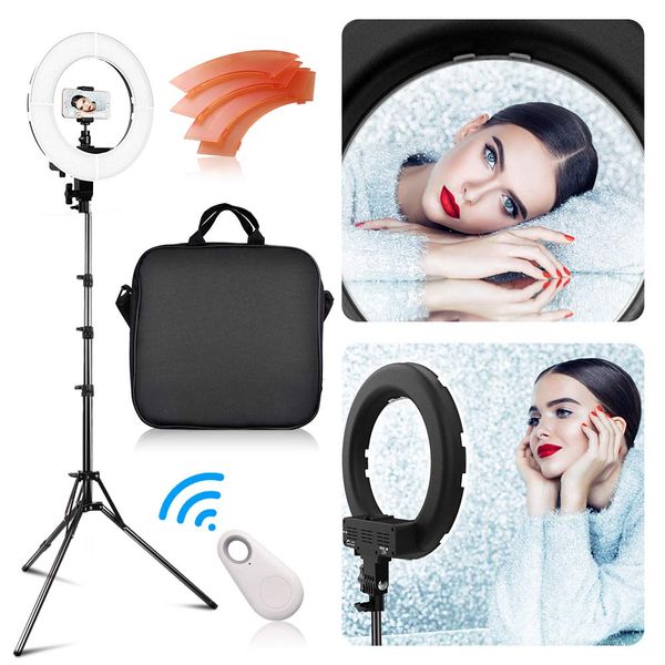 

led ring light with 2m stand,13.6 inch outer 45w dimmable led circle lighting ,kit with bag for camera p selfie light