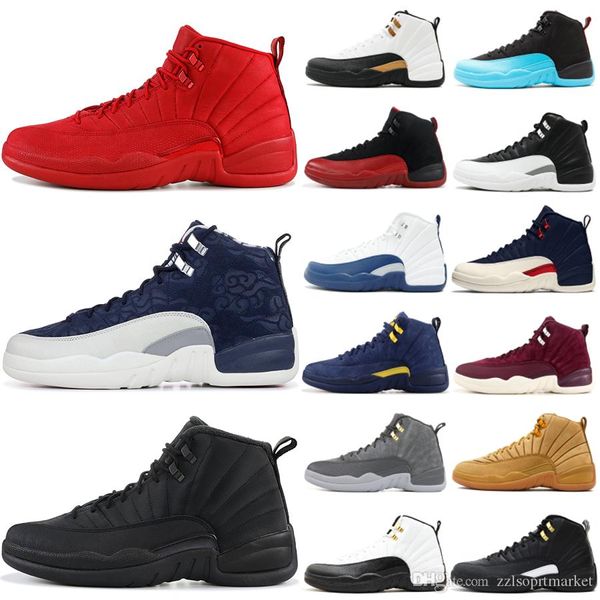 

12 12s ovo white gym red wntr the master basketball shoes men taxi flu game french blue cny sneakers size7-13 b-69517g