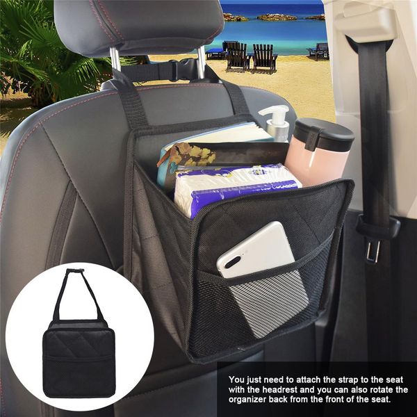 

car seat storage organizer foldable multi-function large capacity hanging car storage bag for sundries storing book mobile phone
