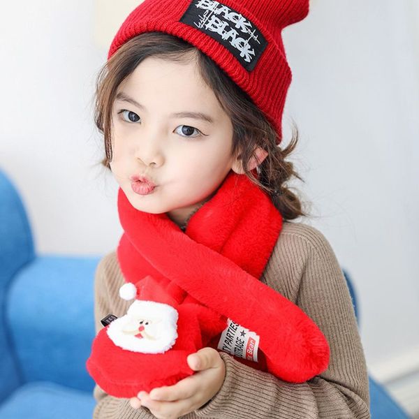 

2019 new toddler kids christmas plush cross collar scarf santa deer doll winter warmer, Blue;gray
