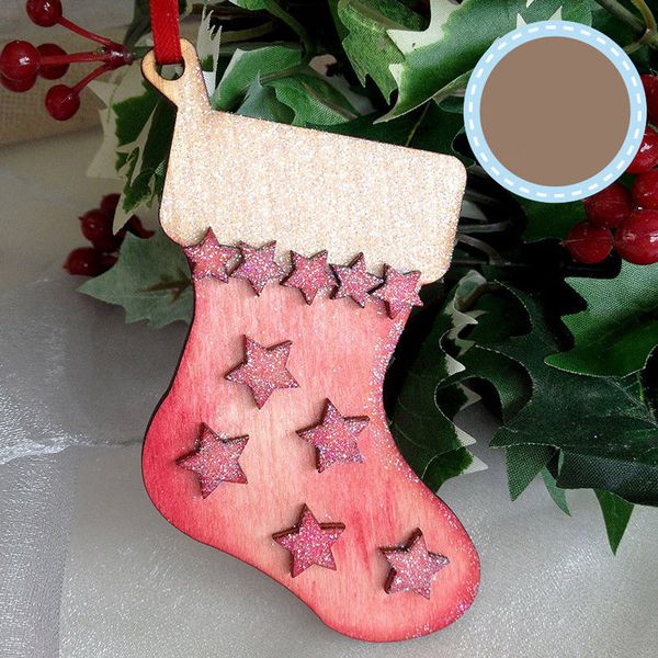 

10pcs christmas wood ornament elk snow xmas tree pendant scrapbooking crafts decor drop ornaments gifts