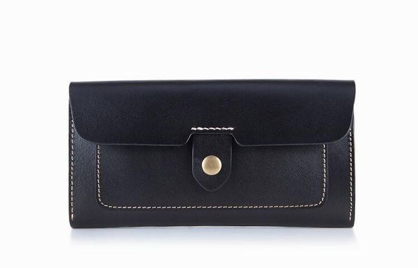 

cow leather women solid fashion long purse handmade hasp wallet y190701, Red;black