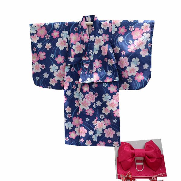 

kids robe cotten children summer kimono bath robes printing design yukata for girls 2pcs 1set japanese traditional costumes z940, White