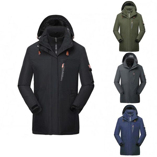 

2pcs three in one outdoor mountaineering couple jackets breathable warm long fleece clothing riding skiing jackets hooded suits, Blue;black