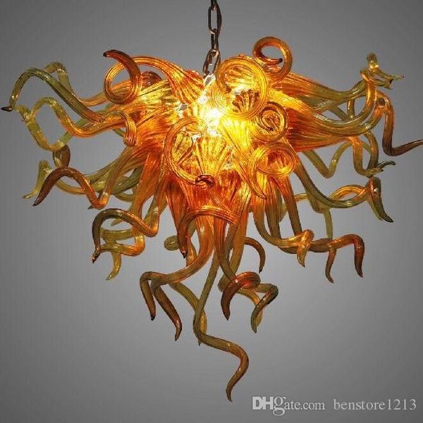 

100% mouth blown glass chandelier pendant light amber color art finely processed european pendant lamp