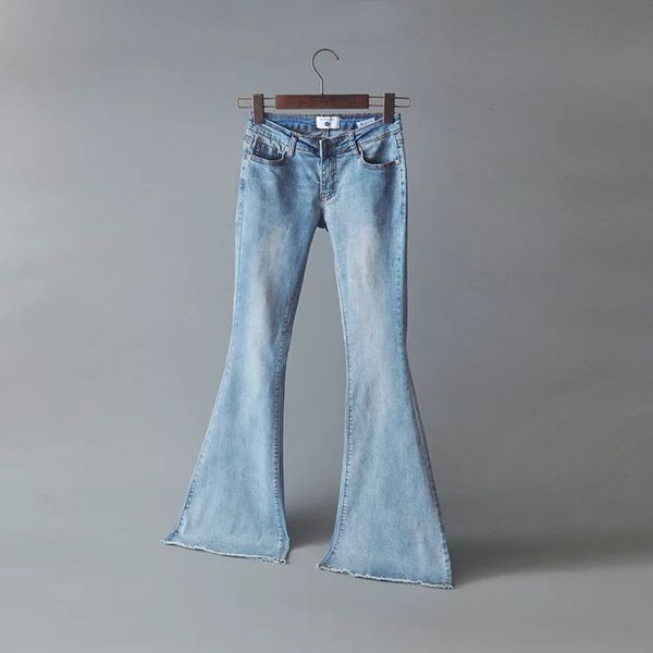 

fashion womens wash water blue tight stretch 5 colors big trumpet jeans slim pants long legs
