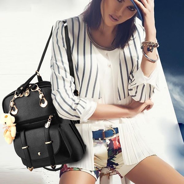 

coneed women's backpack pu leather shoulder bag schoolbag tote satchel bookbags june3
