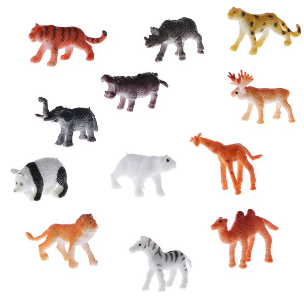 

12-piece plastic wildlife animal models educational toy party bag fillers
