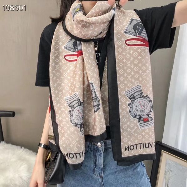 

2019 design female letter stripe spring and summer scarf shawl elegant beautiful simple silky brand scarf