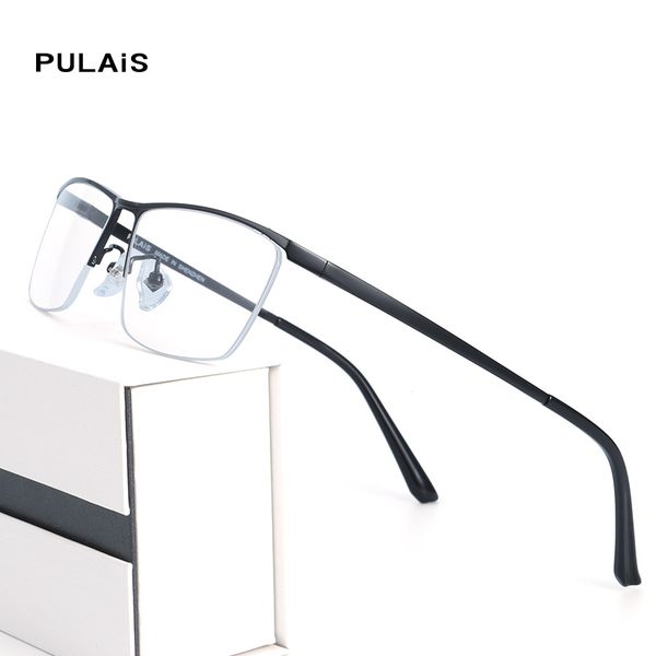 

pulais pure titanium ultralight fashion half frame anti blue light blocking computer reading glasses men blue ray eyewear, White;black