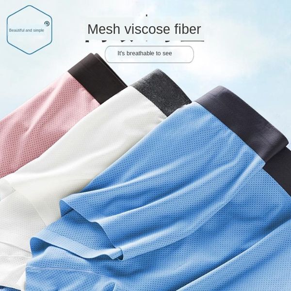 

zhongshan men's ice silk honeycomb mesh youth seamless underwear sports thin breathable large size boxer underwear, Black;white