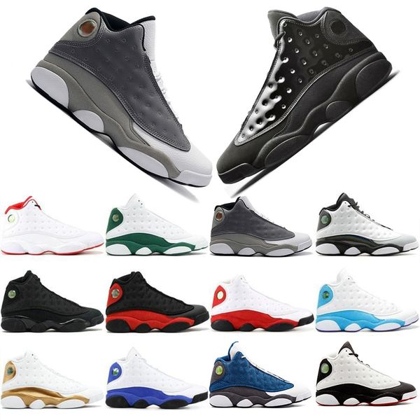 

13 13s cap and gown atmosphere grey for men phantom basketball shoes flint dmp black cat mens trainers sneakers us 7-13