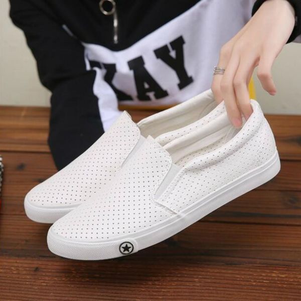 

2019 new arrival men casual shoes comfortable men sneaker shoes cut outs flats pu leather loafers as-68, Black