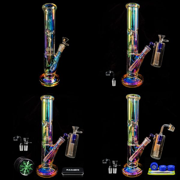 REANICE Shisha 14,5 mm Glasbong Farben Bongs handgemachte Bubbler Aschefänger Wabenzweig Dabber Rig Recycler Wasserrohr Joint Bubbler Eis