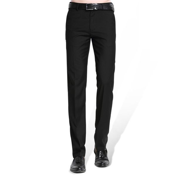 

men's black suit separate pant flat-front straight slim-fit business straight male trousers thin office wear solid dress pants, White;black