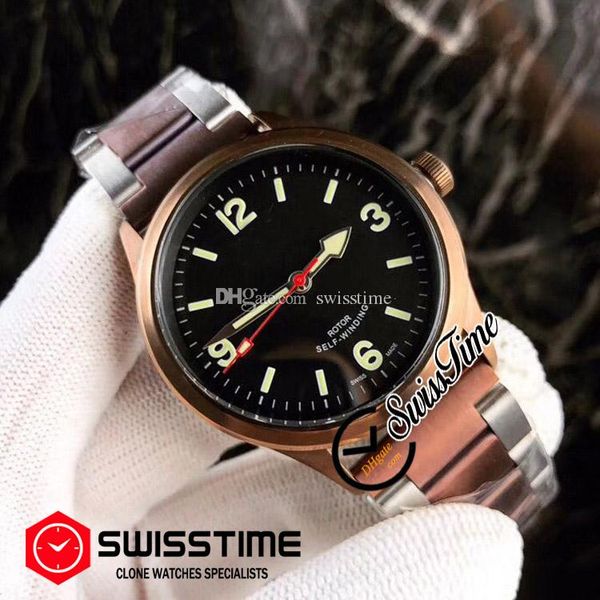 

sale m79910 automatic mens watch two tone rose gold black dial stainless steel bracelet watches new swisstime b80b2, Slivery;brown