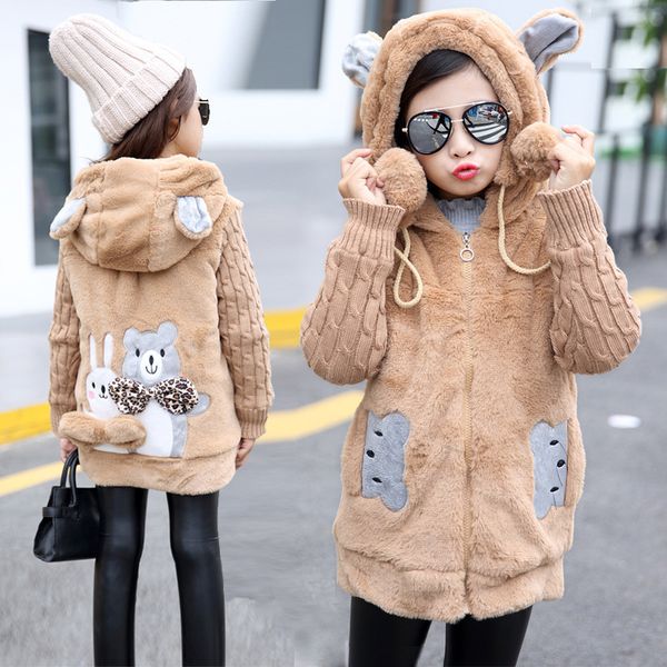 

teenage girls jacket 2019 autumn winter jacket for girls fur coat kids children outerwear coat for girl clothes 3-12 year, Blue;gray
