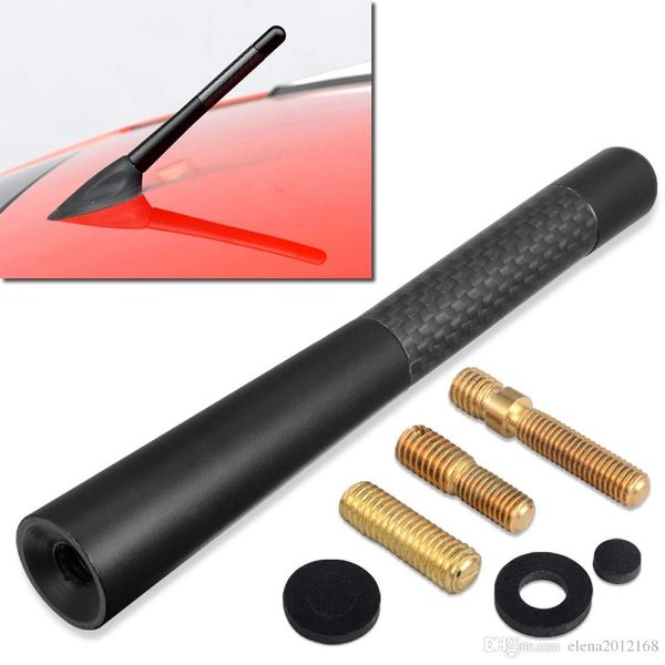 

car antenna aluminum black 4.7" short carbon fiber vehicle car am/fm radio antenna universal replacement