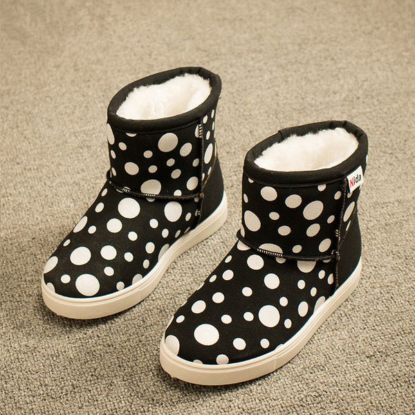 

kids boots girls snow boots boys winter cotton shoes warm cotton plush children cute soft with dots classic antiskid 26-30, Black;grey