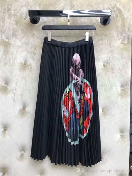 

womens summer designer skirts rose print fashion luxury female clothing brand dresses casual apparel chiffon skirts, Black