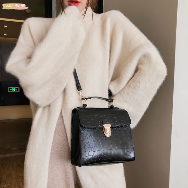 

women bags casual solid flap leather shoulder bag messenger bag vintage crocodile pattern handbags fashion bolsa feminina af12