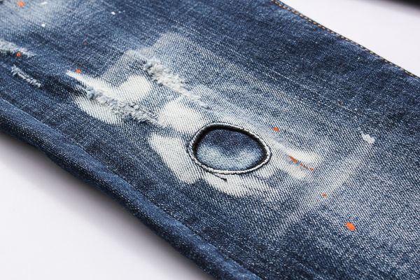 

роскошные дизайнерские мужские джинсы разрывать navy хлопка моды dsn21 tight весной и осенью мужские брюки новая мода нового прибытия высшег, Blue