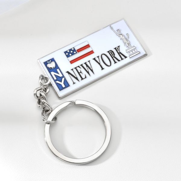 

statue of liberty keychain american flag emboss apple shape silver metal souvenir key ring for gift