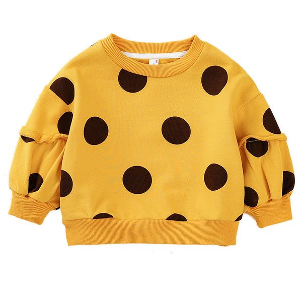 

new autumn baby girls sweatshirt kids long sleeve dot polka cotton o-neck outwear children casual clothes girls t-shirt, Black