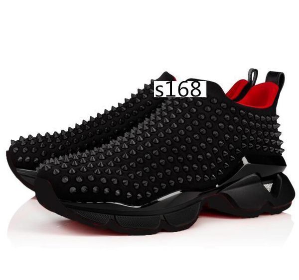 

with box 2020 flat sneakers designer mens red bottoms shoes womens rivet spiky sock junior spikes flat shoes 8, Black