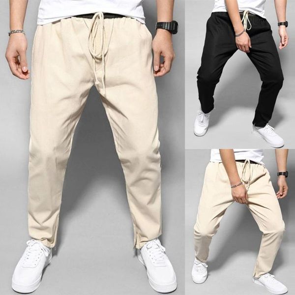 

men's pants street fashion casual drawstring big size trousers of pure colors in europe and america trousers #g2, Black