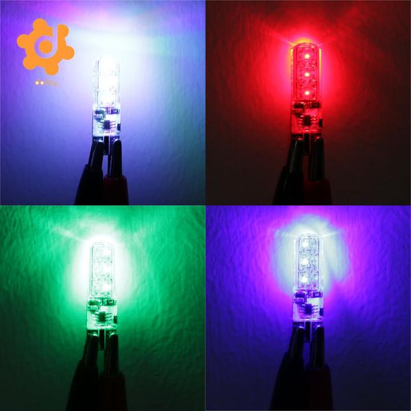 

dolity 2 pieces t10 6led car dome reading light lamp bulb rgb with remote control low temperature low power consumption