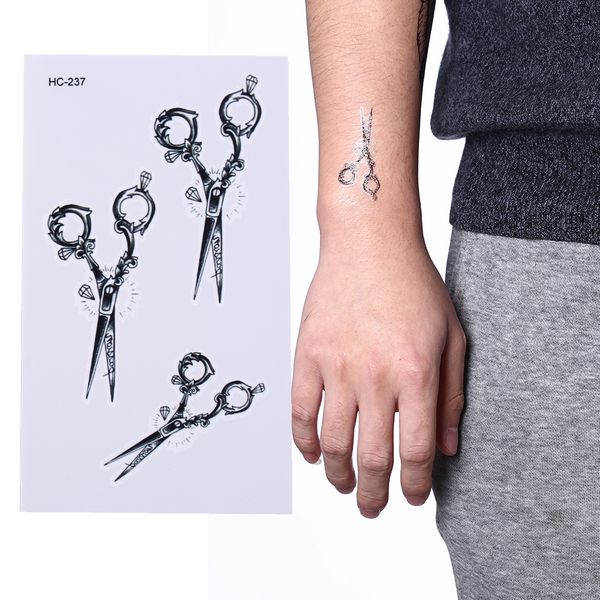

new 3d scissors arm body art harajuku waterproof temporary tattoo sticker for man woman henna fake flash tattoo stickers
