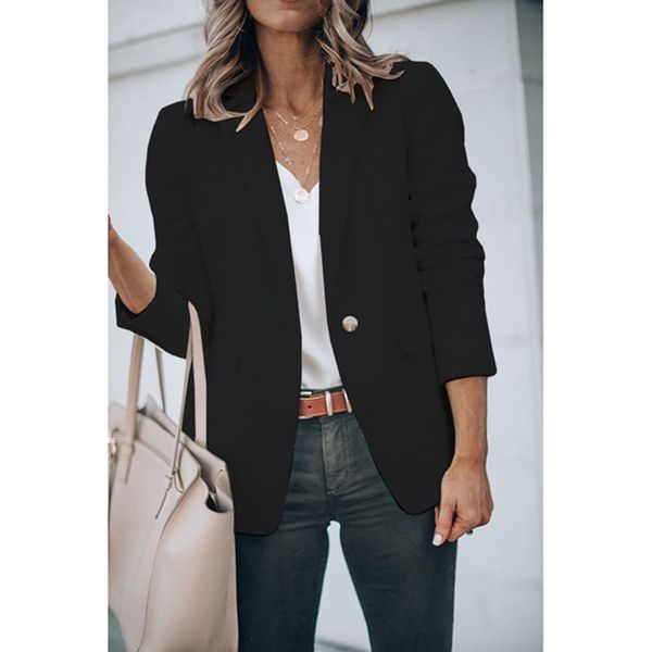 

2019 elegant blazer feminino women suits jackets office ladies long sleeve blazer notched collar coat female outerwear coat, White;black