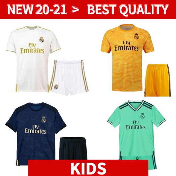 

19 20 chandal real madrid kids soccer jerseys kids shorts goalkeeper soccer kits tracksuit football shirts camiseta de soccer kids, Black;yellow
