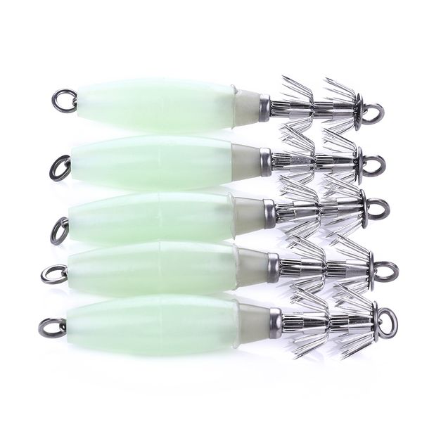 

5pcs/lot 10cm 15.5g squid jigs wood shrimp hooks luminous cuttlefish artificial bait