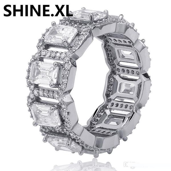 

новые мужские кольца золото серебро цвет высочайшее качество bling bling ice out square cz hip hop punk ring кубинский link chain, Silver