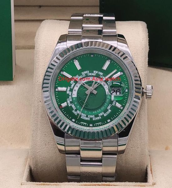 

new watches 42mm sky-dweller green dial 326938 asia 2813 automatic mechanical mens watch watches, Slivery;brown