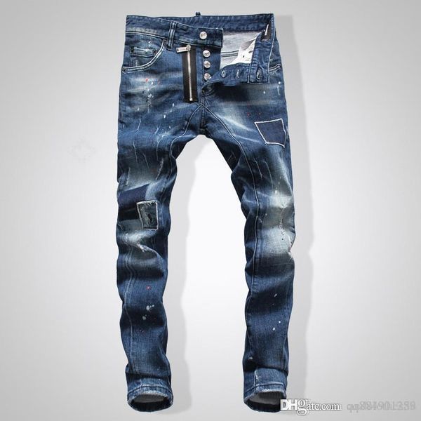 

мужские 2020 конструктор джинсы с f кристалл шпильки карманы rock revival denim jean biker брюки брюки desiger мужские узкие джинсы, Blue