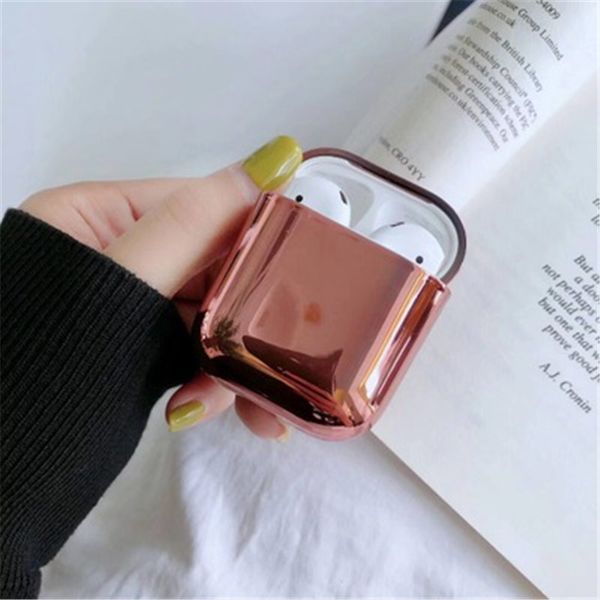 

luxury case for airpods designer case bling gold plating protective cover for apple earphone 2 1 accessories 5 colors