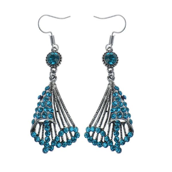 

retro bollywood spiral jhumka jhumki brocade crystals drop earrrings n58f, Silver
