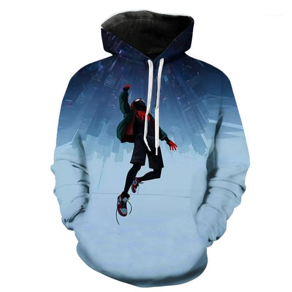 

print loose men hoodies spring fashion hero cartoon mens sweatshirts spider 3d digital, Black