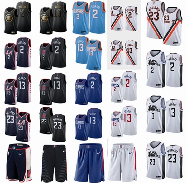 

2020 mens paul 13 george stitched lou 23 williams kawhi 2 leonard losangelesclippers cityedition basketball jersey, Black;red