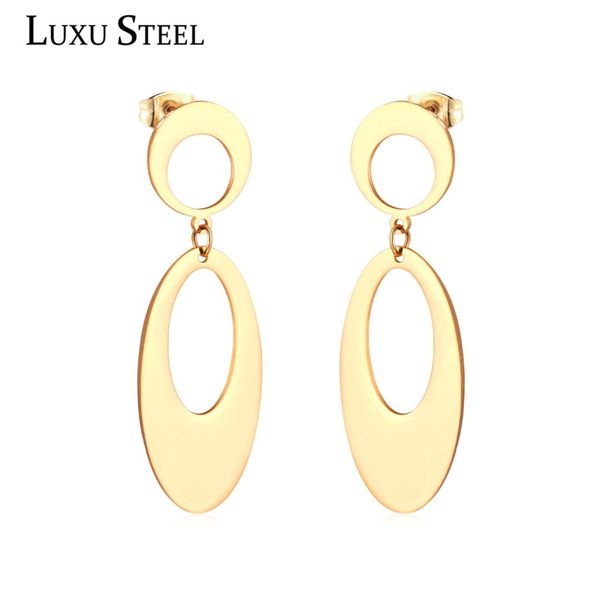 

luxusteel hollow out oval drop earring stainless steel gold/silver earing fashion jewelry brinco geometry jewelry wholesale