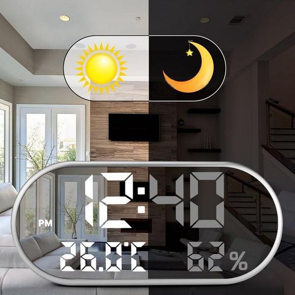 

usb chargeable innovative digital temperature-humidity display alarm clock mobile phone charging mute led alarm clock