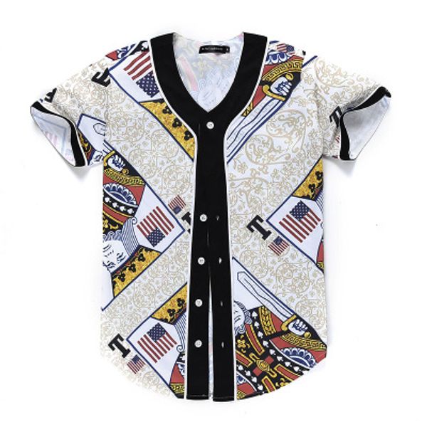 

new style men baseball jersey sport shirt with button 3d fashion good quality 0595-14, Blue;black