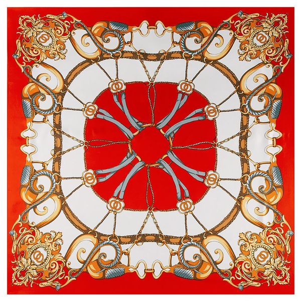 

court royal tong mai new autumn silk quality 130cm chain women good square lady large twill scarf shawl style printed adceh, White;black