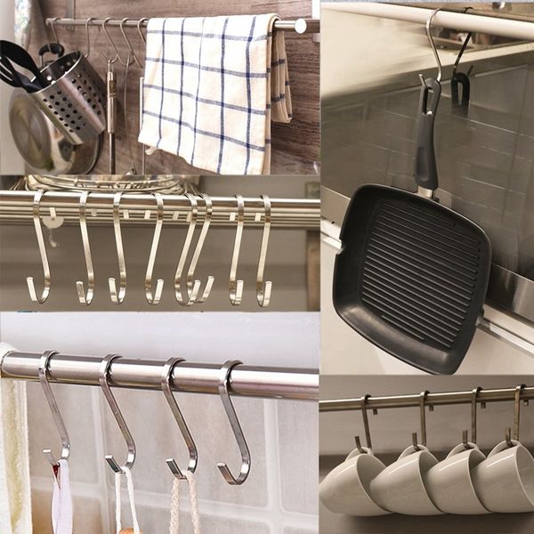 

24-piece s-hook thick stainless steel s hook for hanging, kitchen pan pan hanger storage rack wardrobe s-type hook