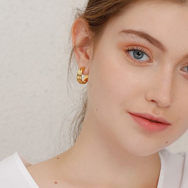 

new trendy gold chunky hoop earrings for women classic small thick hoops earrings statement bold circle hoops jewelry, Golden;silver